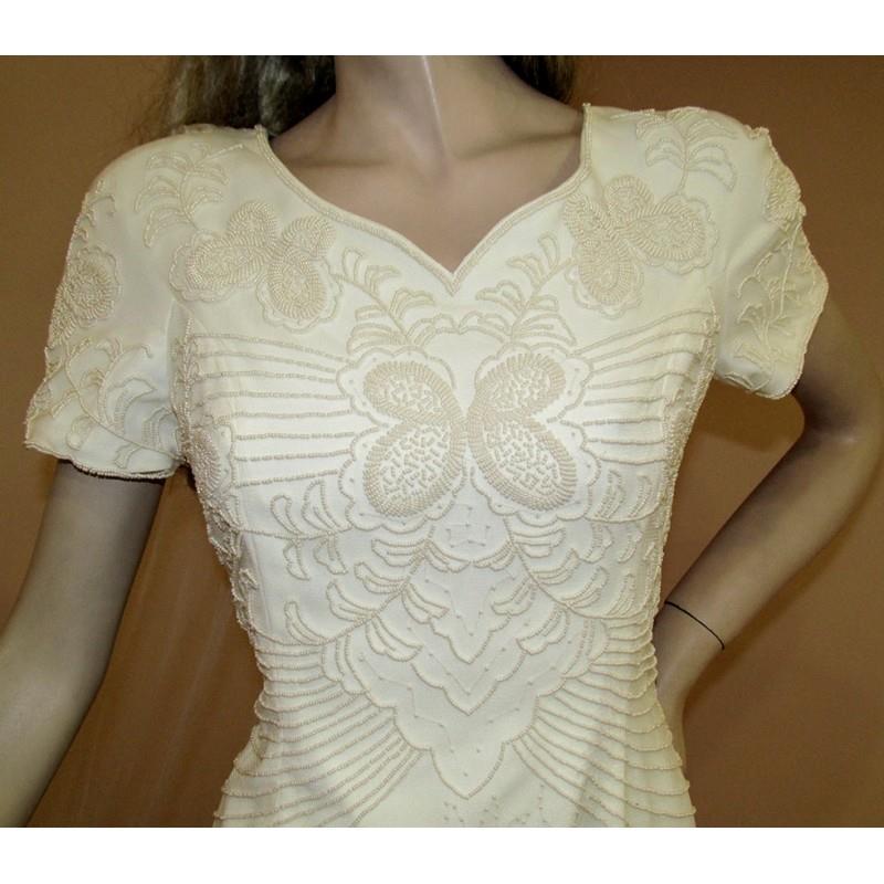 My Stuff, 70's Vintage Wedding Dress with Train - Vintage beaded tube dress - Vintage beaded -Tube d