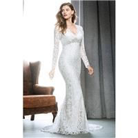 1708 by Kenneth Winston - Ivory Lace Floor V-Neck Body-skimming  Column Full Length Wedding Dresses