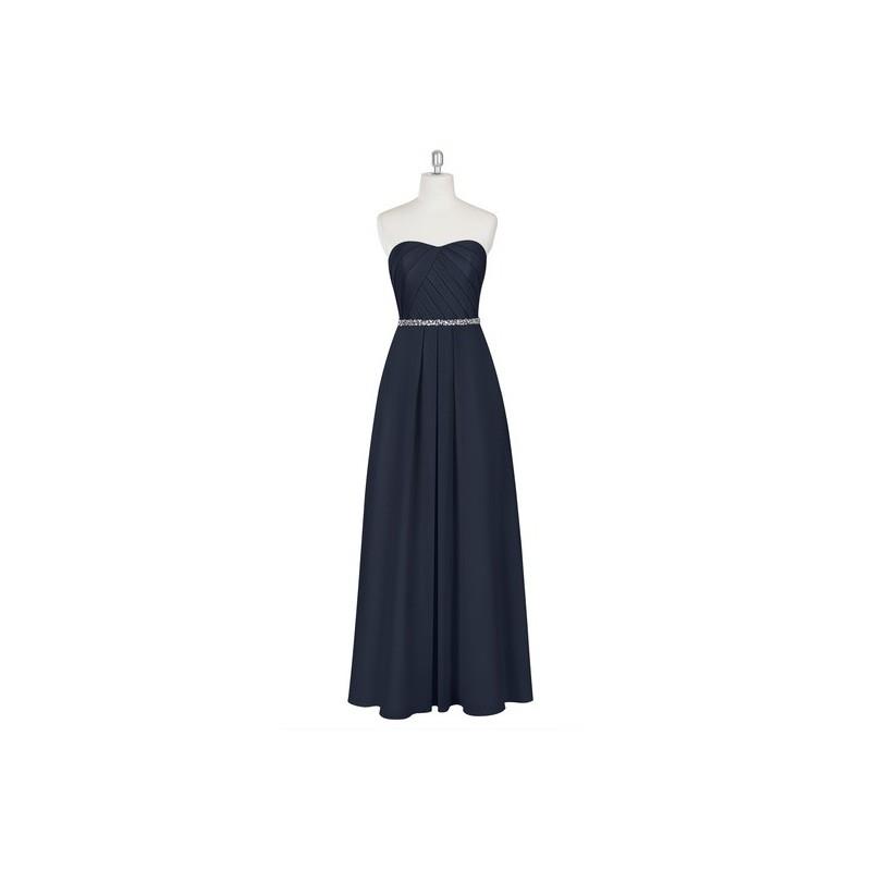 My Stuff, Dark_navy Azazie Jane - Chiffon Sweetheart Floor Length Back Zip Dress - Charming Bridesma