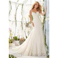 Mori Lee 2822 Wedding Dress - Mori Lee A Line Wedding Long Illusion, Sleeveless, V Neck Dress - 2017