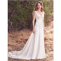 Maggie Sottero Fall/Winter 2017 Estelle Elegant Cap Sleeves Ivory V-Neck Chapel Train Sheath Embroid