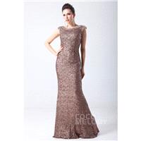 Divine Sheath-Column Bateau Sweep-Brush Train Sequin Evening Dress with Sequin COVT14001 - Top Desig