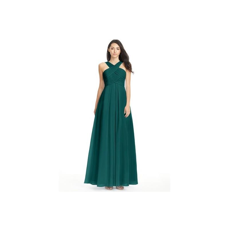 My Stuff, Peacock Azazie Kaleigh - Floor Length Chiffon Back Zip V Neck Dress - Charming Bridesmaids