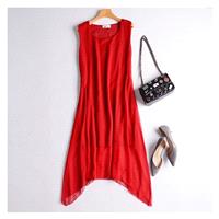 Oversized Asymmetrical Slimming Chiffon Ramie Vest Dress Dress Basics Mid-length Skirt - Discount Fa