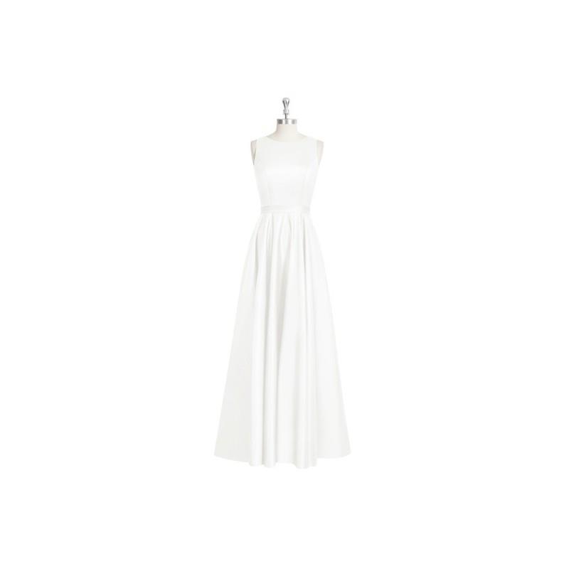 My Stuff, Ivory Azazie Jakayla - Floor Length Keyhole Boatneck Satin Dress - Charming Bridesmaids St