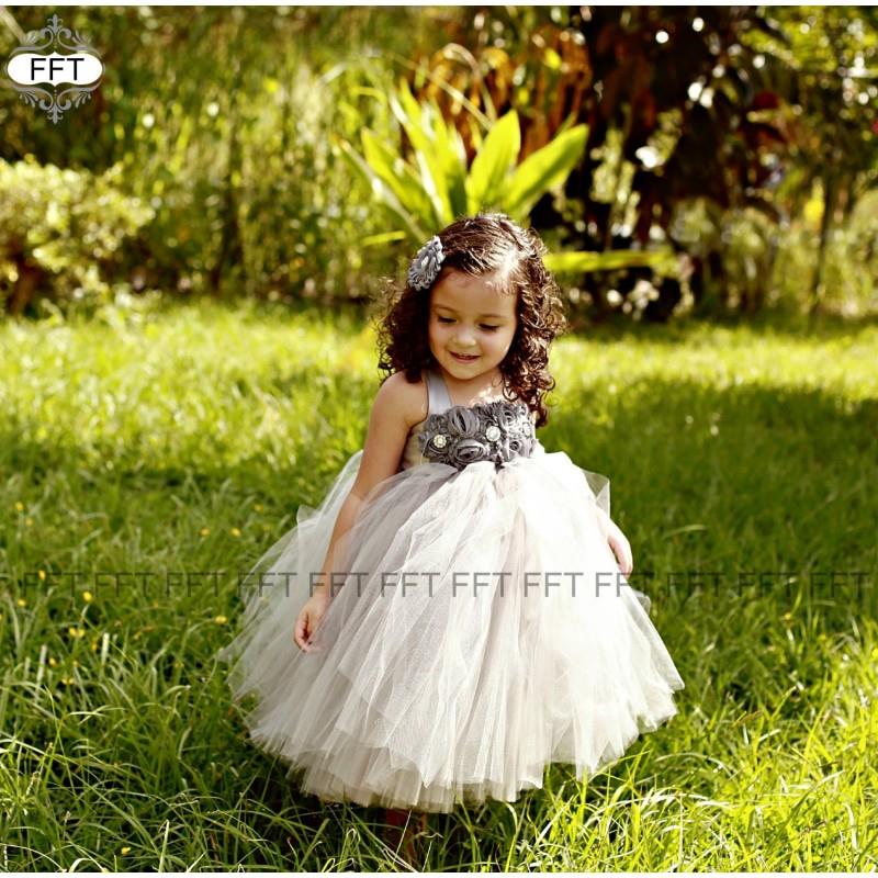 My Stuff, Silver Gray Flower Girl Tutu Dress - Hand-made Beautiful Dresses|Unique Design Clothing