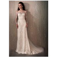 Adrianna Papell Platinum 31032 - Sheath Illusion Natural Floor Tulle Beading - Formal Bridesmaid Dre