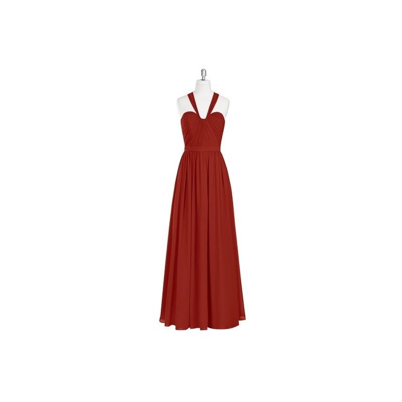 My Stuff, Rust Azazie Fatima - Floor Length Back Zip Chiffon Sweetheart Dress - Simple Bridesmaid Dr