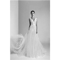 Alon Livne White 2018 GABRIELLE Tulle Appliques Sweet Court Train White Sleeveless V-Neck Aline Wedd