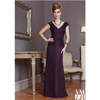 Mori Lee VM 71012 V-Neck Chiffon Dress - Long V Neck Social and Evenings Drop Waist Mori Lee Dress -