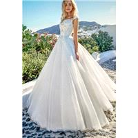 Eva Lendel 2017 Thaiya Embroidery Sweet Tulle White Sweep Train Bateau Cap Sleeves Ball Gown Wedding