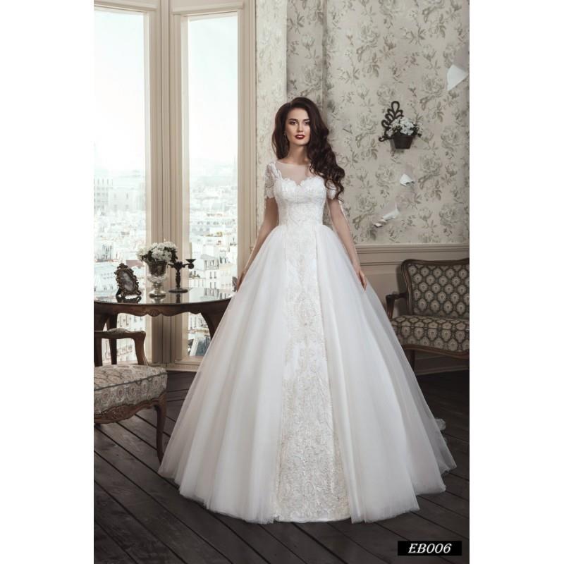 My Stuff, Romantic Handmade Wedding Dress with Long Illusion Sleeves, Illusion Neckline, Long Tulle