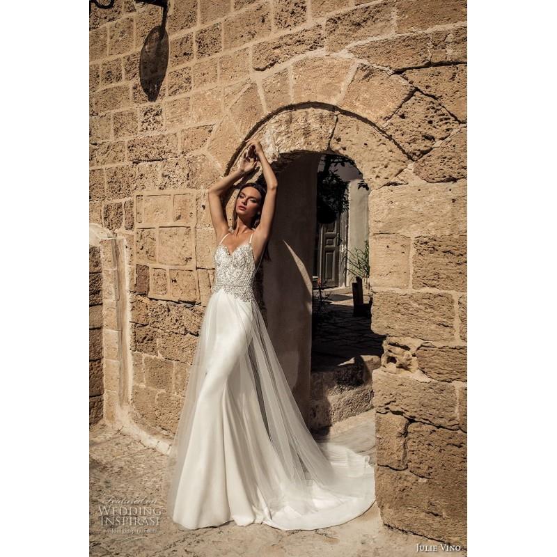 My Stuff, Julie Vino 2018 57 Sheath Ivory Open Back Sleeveless Spaghetti Straps Chapel Train Garden