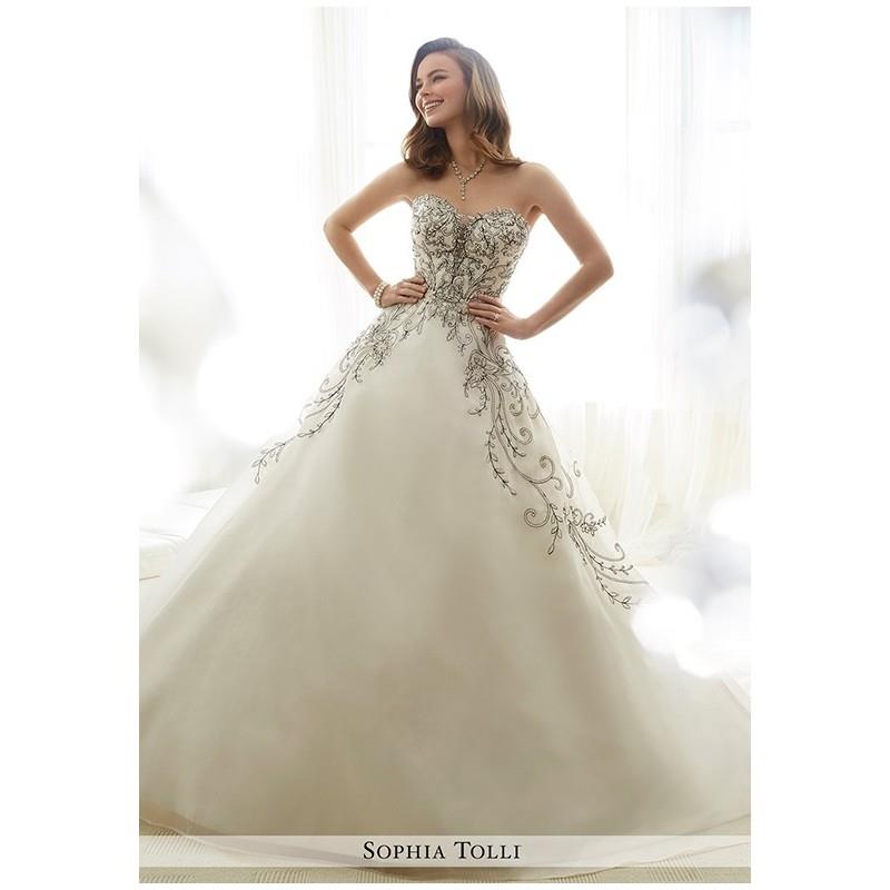 My Stuff, Sophia Tolli Y11709 Emeline - Ball Gown Strapless Natural Floor Chapel Organza Beading - F