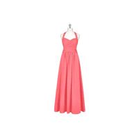 Watermelon Azazie Claudia - Chiffon Sweetheart Floor Length Strap Detail Dress - Simple Bridesmaid D