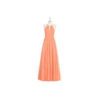 Papaya Azazie Cherish - Keyhole Chiffon Floor Length Halter Dress - Simple Bridesmaid Dresses & Easy