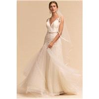 BHLDN 2018 Soulmate Sweep Train Ivory Sweet Open V Back V-Neck Aline Sleeveless Embroidery Tulle Dre