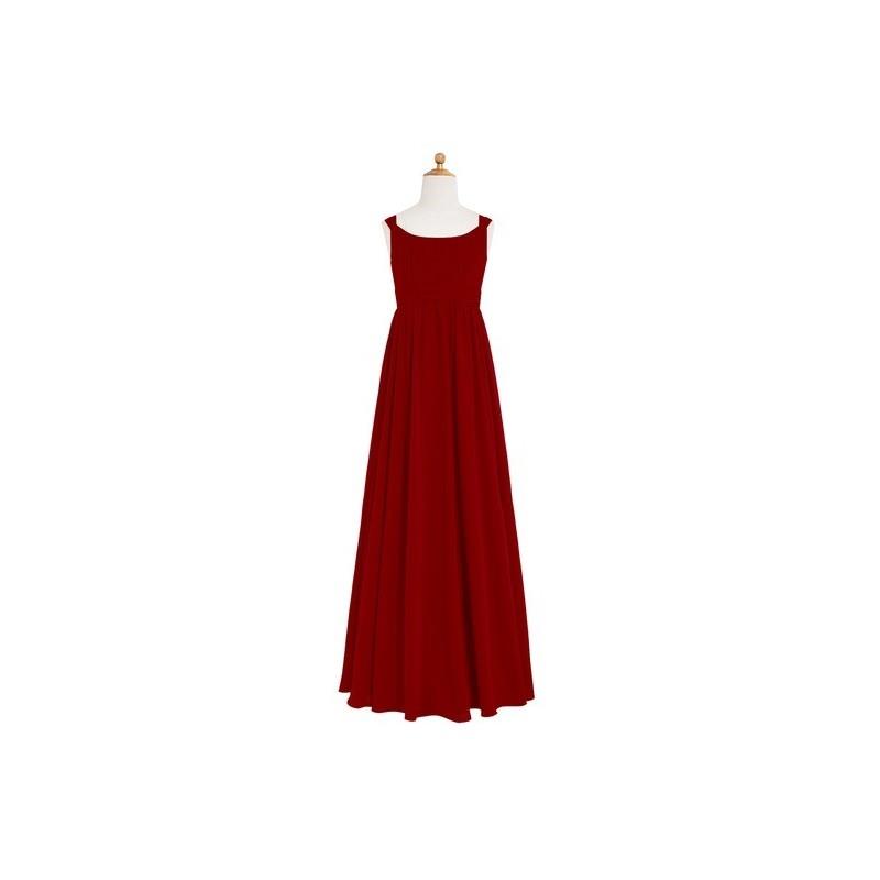 My Stuff, Burgundy Azazie Tiana JBD - Chiffon Bow/Tie Back Scoop Floor Length Dress - Charming Bride