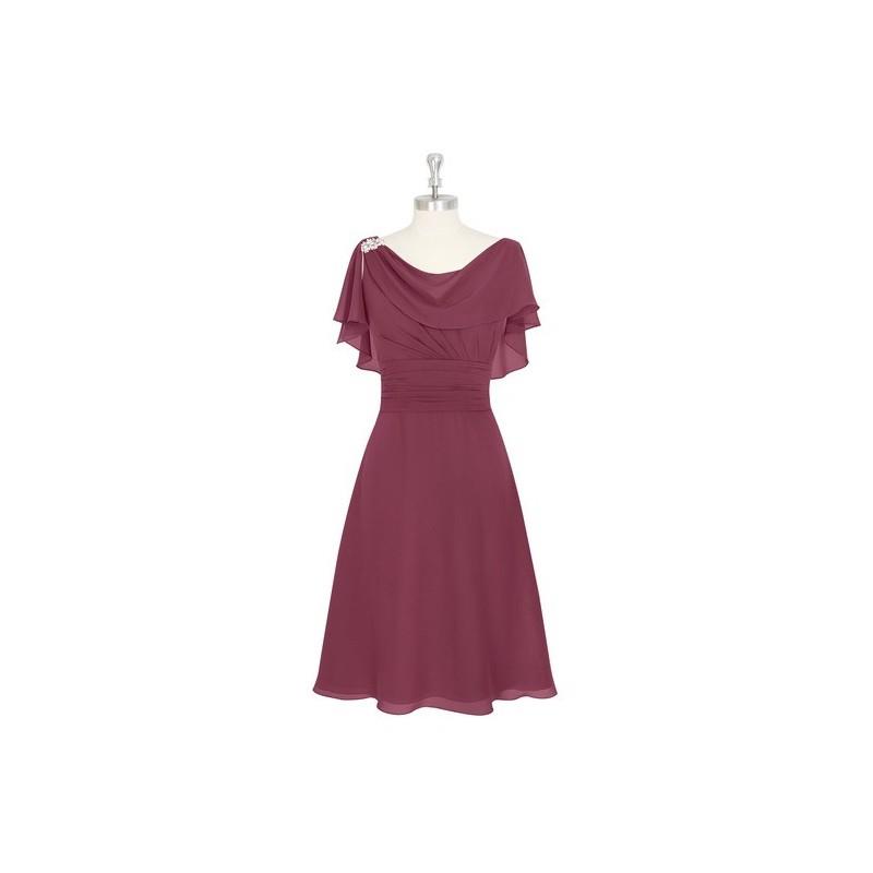 My Stuff, Mulberry Azazie Keely MBD - Chiffon Cowl V Back Knee Length Dress - Simple Bridesmaid Dres