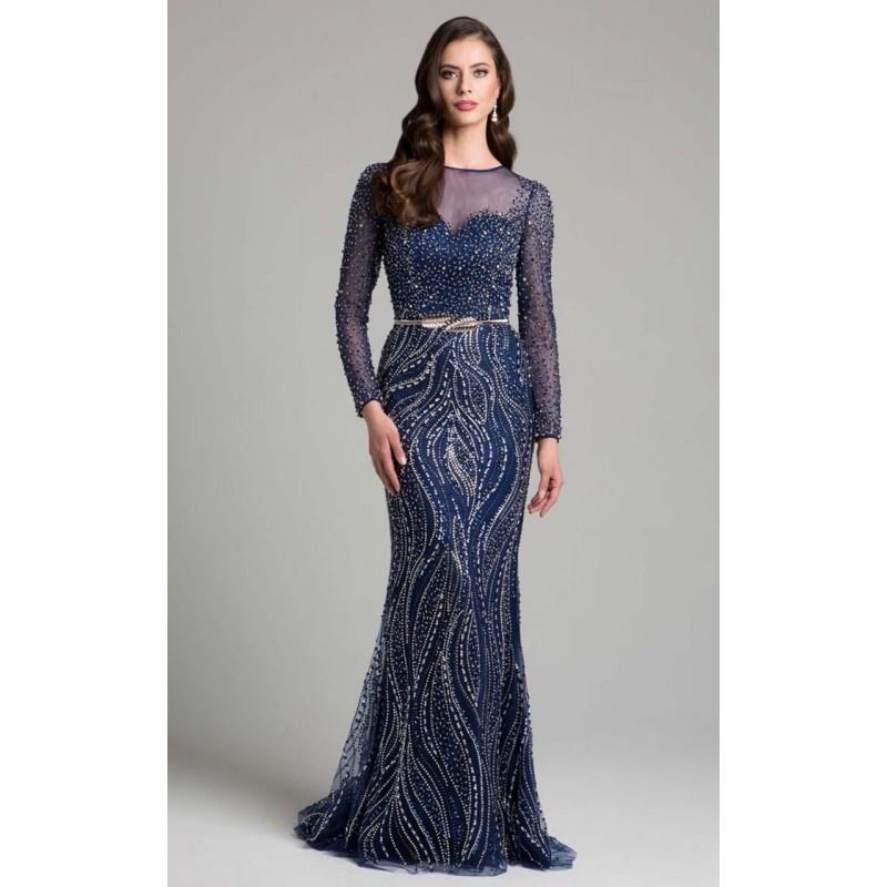 My Stuff, Lara Dresses - 32953 Beaded Long Sleeves Sheath Long Dress - Designer Party Dress & Formal