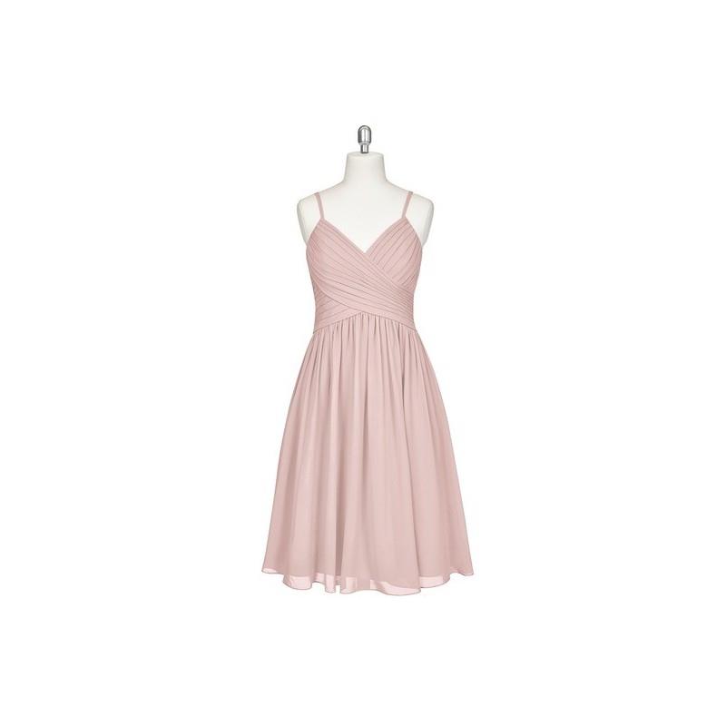 My Stuff, Dusty_rose Azazie Sonia - Knee Length V Neck Back Zip Chiffon Dress - Simple Bridesmaid Dr