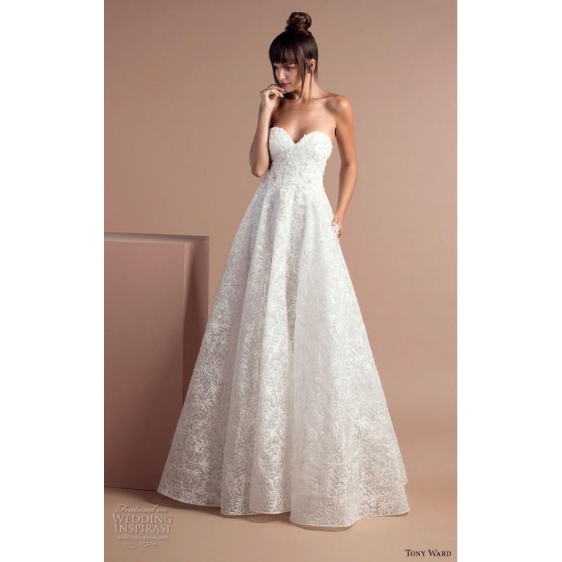 My Stuff, Tony Ward 2018 Vana Beading Ivory Lace Sweet Chapel Train Sleeveless Sweetheart Aline Wedd