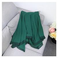 Asymmetrical Split Front Curvy Tulle Zipper Up One Color Skirt - Lafannie Fashion Shop