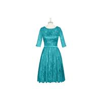 Jade Azazie Antonia - Illusion Knee Length Scoop Charmeuse And Lace Dress - Charming Bridesmaids Sto