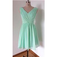 2015 V-neck V-back Mint Chiffon Short Bridesmaid Dress - Hand-made Beautiful Dresses|Unique Design C