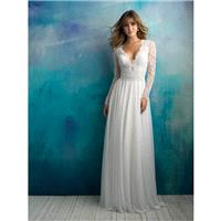 Allure Bridals Spring/Summer 2018 9515 Chapel Train Ivory Sweet V-Neck Aline Long Sleeves Chiffon Be