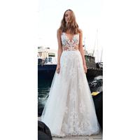 Alon Livne Christine 2018 Lace Embroidery Zipper Up Sexy Garden Sleeveless V-Neck Chapel Train Sprin