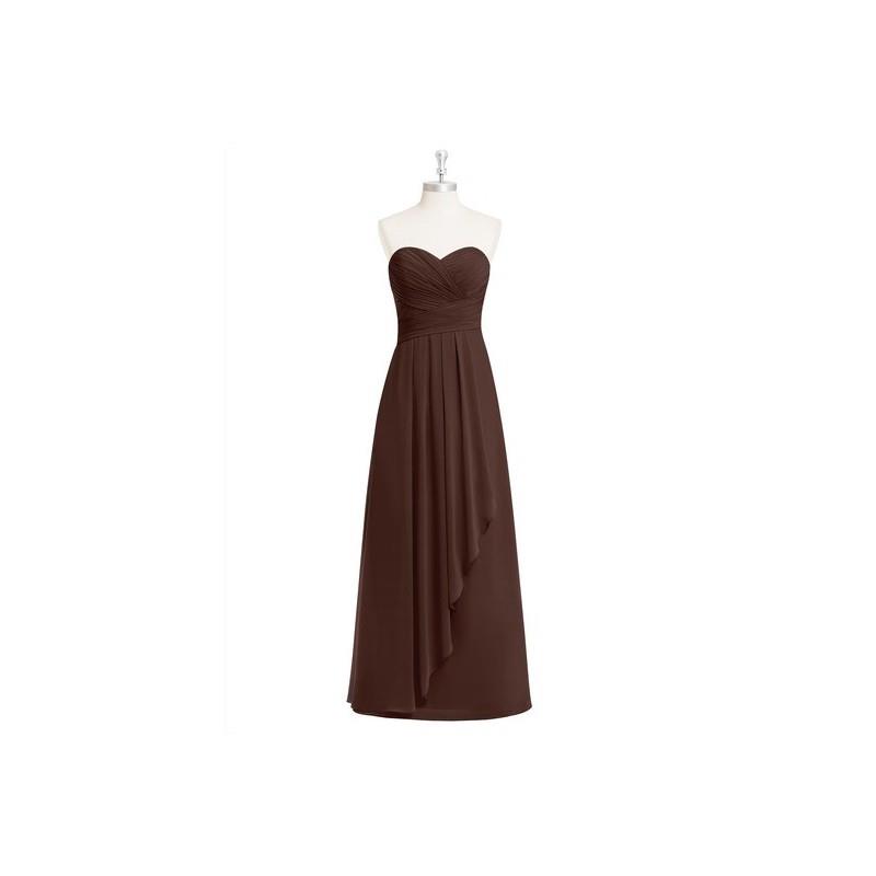 My Stuff, Chocolate Azazie Faye - Chiffon Floor Length Sweetheart Back Zip Dress - Charming Bridesma