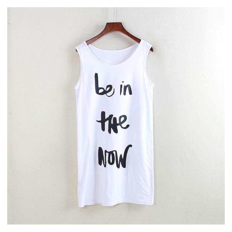 My Stuff, Printed Sleeveless Alphabet Trendy Summer Sleeveless Top Dress - Lafannie Fashion Shop