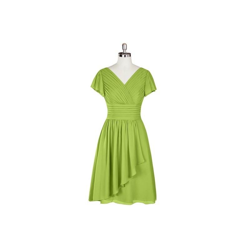 My Stuff, Clover Azazie Luna - Chiffon V Neck Knee Length Back Zip Dress - Simple Bridesmaid Dresses