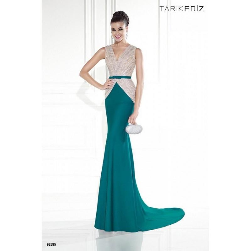 My Stuff, Tarik Ediz 92585 V-Neck Illusion Racerback Surplice Bodice - 2018 New Wedding Dresses