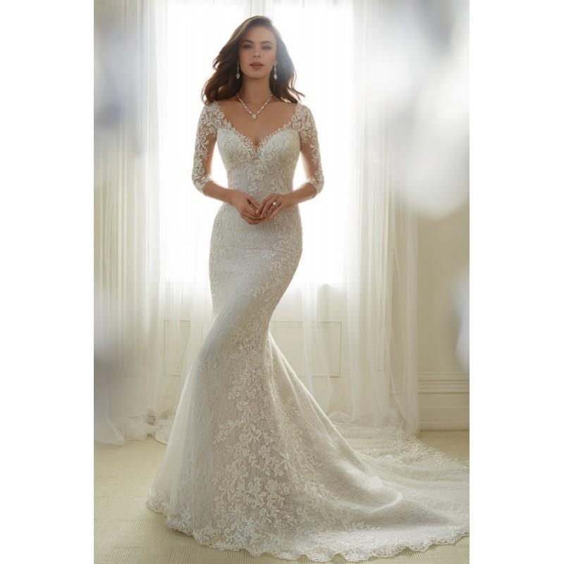 My Stuff, Style Y11702 by Sophia Tolli for Mon Cheri - Floor length V-neck 3/4 sleeve Chapel Length