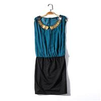 Beading Scoop Neck Sleeveless Pencil Skirt - Discount Fashion in beenono