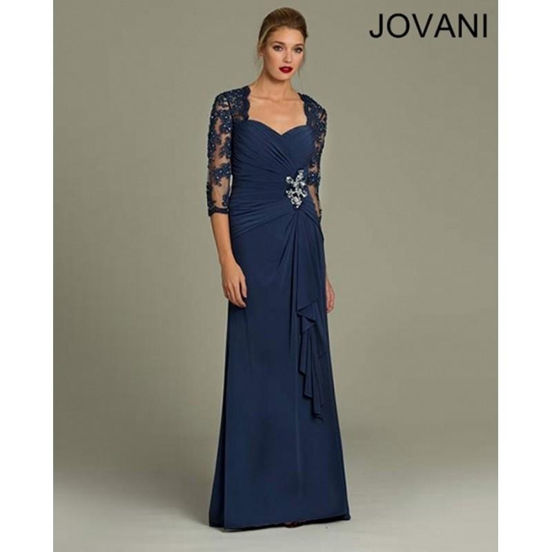 My Stuff, Jovani 73045 Illusion Lace Back Keyhole Bodice Ruched Surplice Bust - 2018 New Wedding Dre