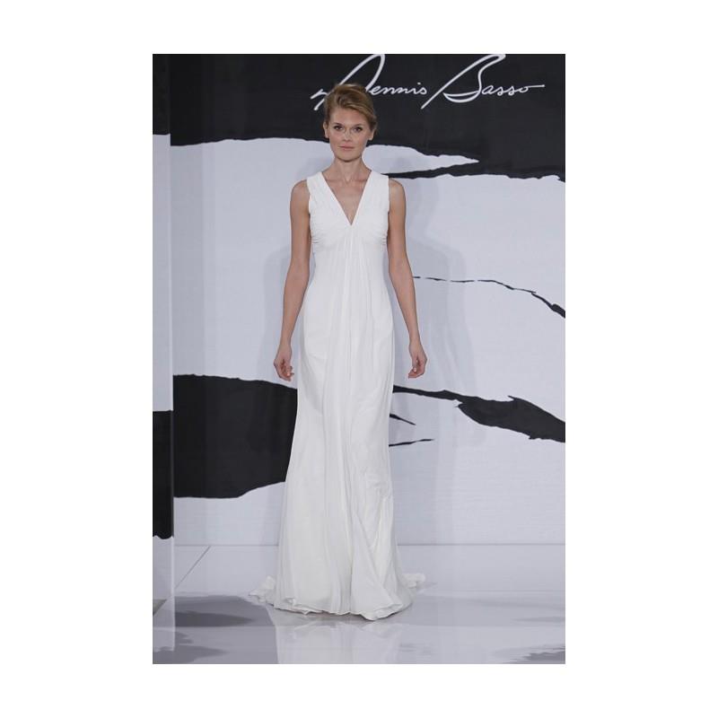 My Stuff, Dennis Basso for Kleinfeld Bridal - Fall 2012 - Sleeveless V-Neck Chiffon Sheath Wedding D