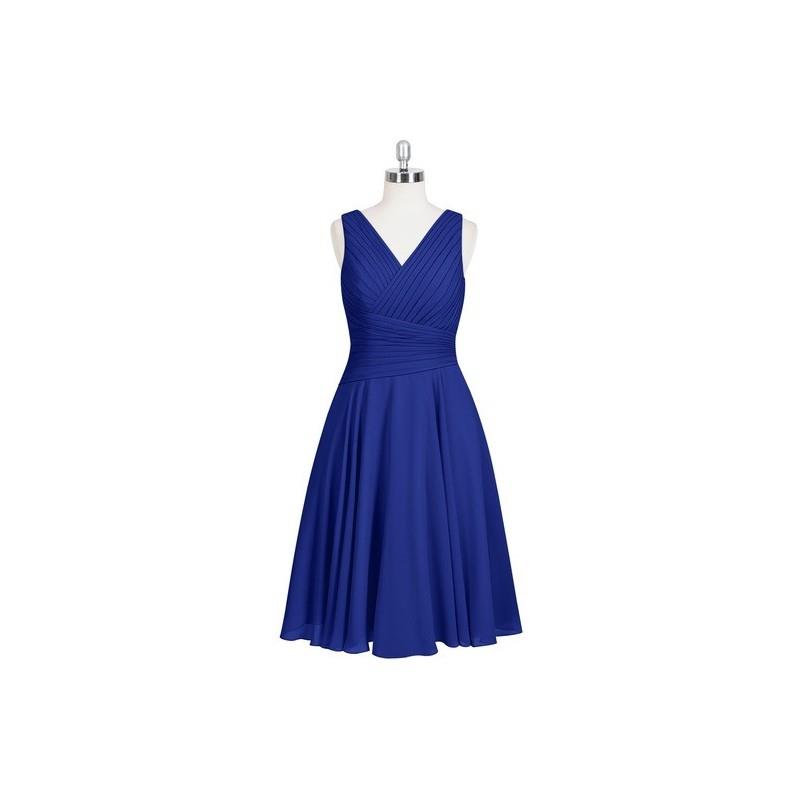 My Stuff, Royal_blue Azazie Jenna - Knee Length V Neck Chiffon Back Zip Dress - Charming Bridesmaids