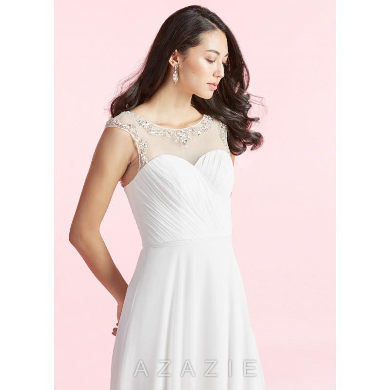 My Stuff, Ivory Azazie Kamora BG - Illusion Sweep Train Back Zip Chiffon - Charming Bridesmaids Stor