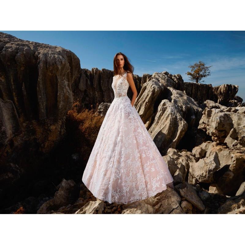 My Stuff, Tony Ward Fall/Winter 2018 Sunlight Sweep Train Blush Sleeveless Ball Gown Deep Plunging V