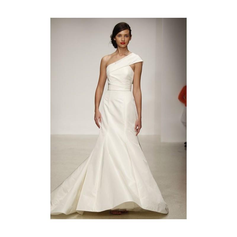 wedding, Amsale - Spring 2013 - Harbor Silk One-Shoulder Mermaid Wedding Dress - Stunning Cheap Wedd