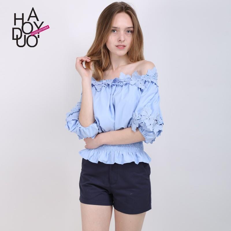 My Stuff, New 2017 summer sweet leisure loose wavy lace strapless neck shirts - Bonny YZOZO Boutique