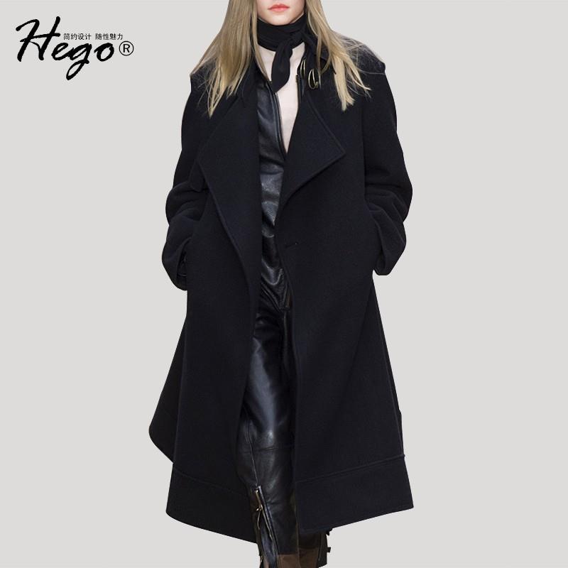 My Stuff, Slimming Wool Cashmere Black Wool Coat Overcoat - Bonny YZOZO Boutique Store