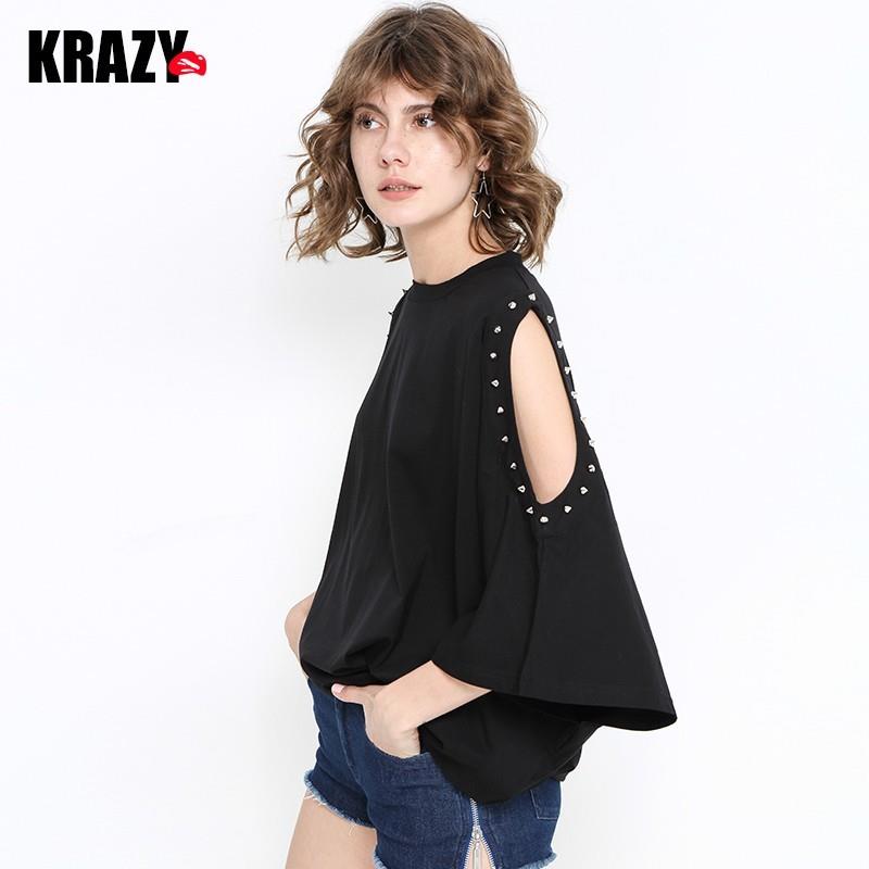 My Stuff, Oversized 1/2 Sleeves Rivet Fall T-shirt - Bonny YZOZO Boutique Store