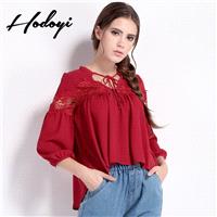 Ladies spring 2017 new spring and summer dress lace chiffon shirt long sleeve bottoming shirt short