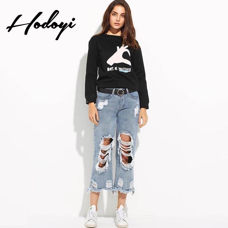 My Stuff, Vogue Sport Style Printed Cartoon Alphabet Summer 9/10 Sleeves Hoodie - Bonny YZOZO Boutiq