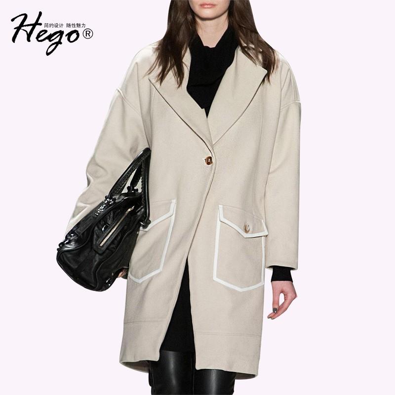 My Stuff, Vogue Polo Collar Wool One Color 9/10 Sleeves Wool Coat Overcoat Suit - Bonny YZOZO Boutiq