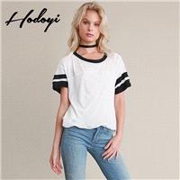 Oversized Vogue Sexy Split Front Black & White Summer Comfortable Short Sleeves T-shirt - Bonny YZOZ